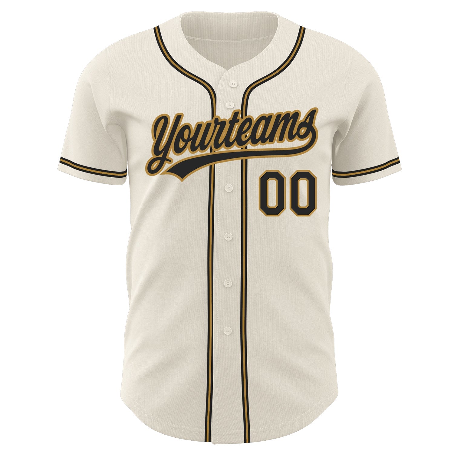 Custom Cream Black-Old Gold Authentic Baseball Jersey view 2