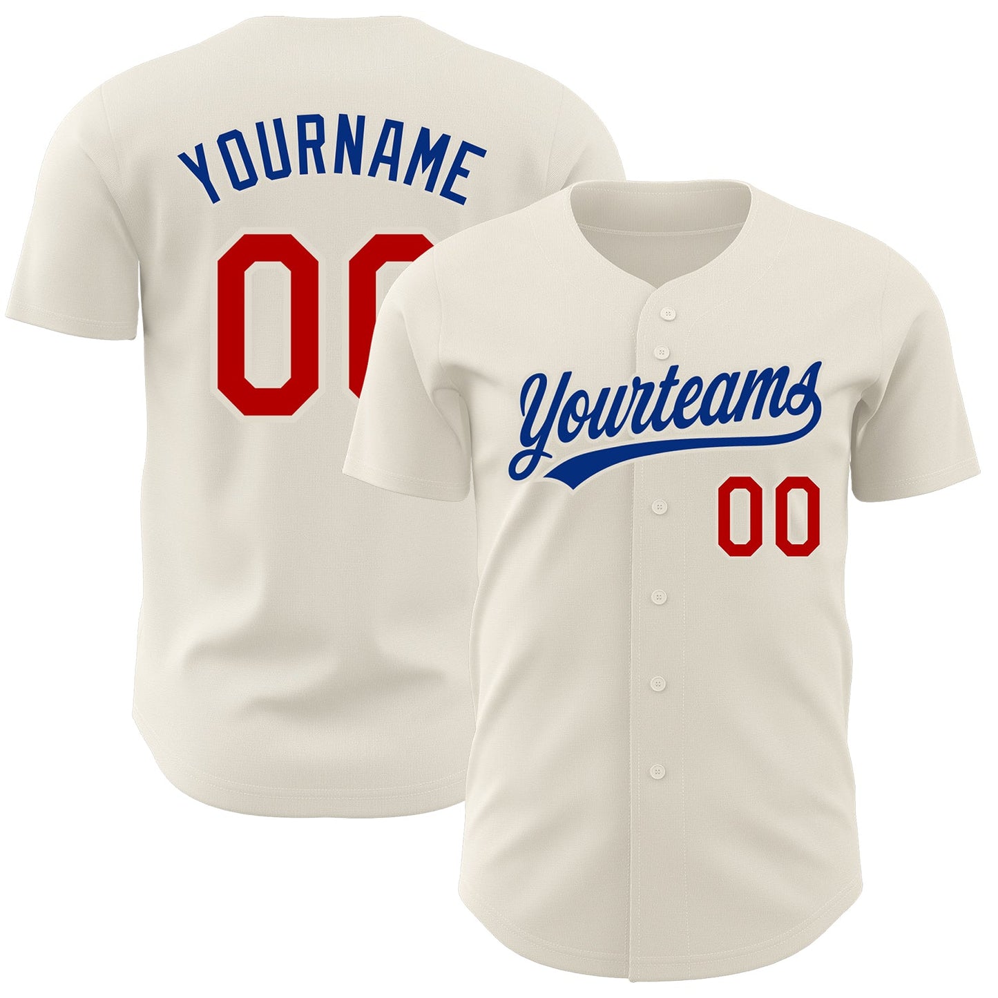 Custom Cream Red-Royal Authentic Baseball Jersey - Main View