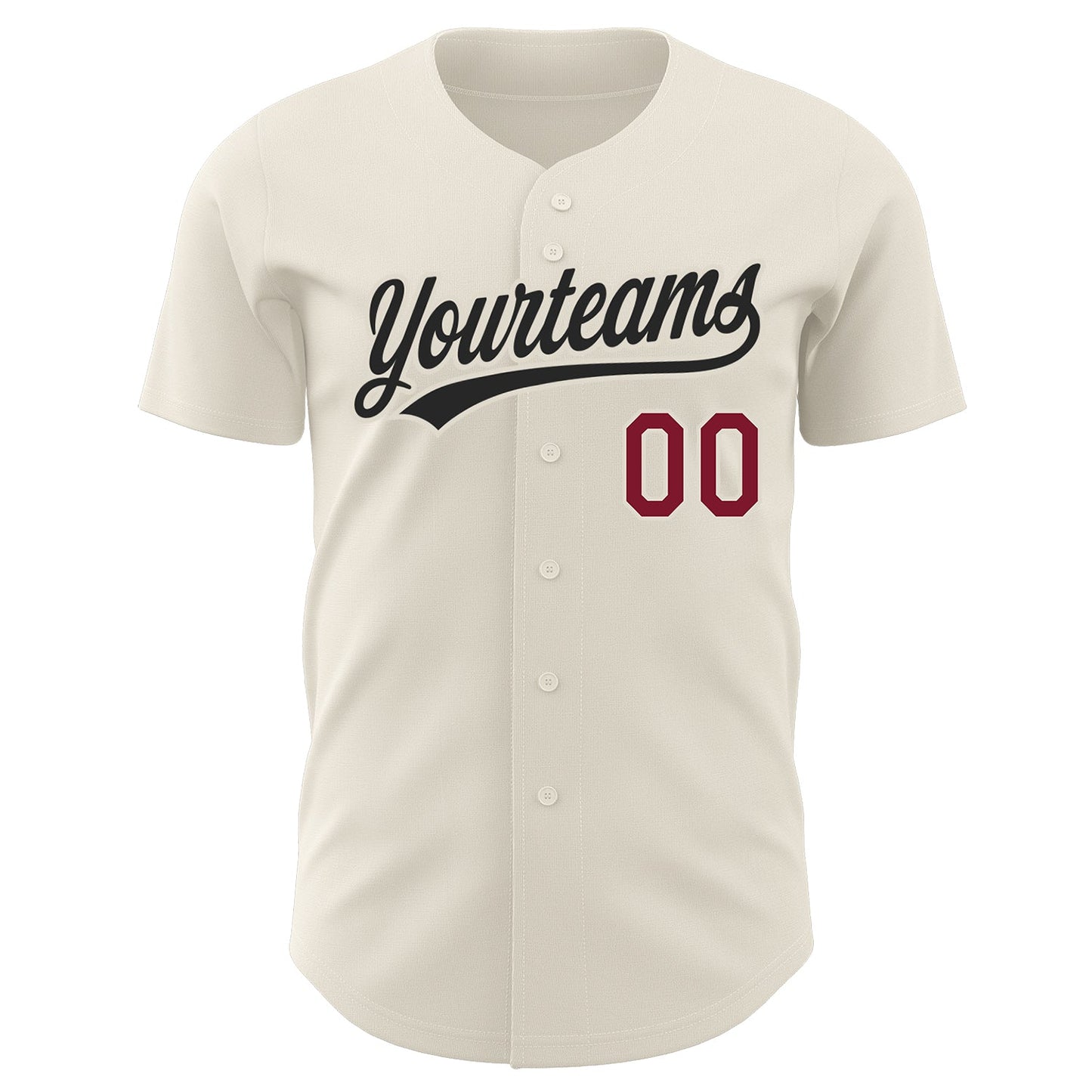 Custom Cream Crimson-Black Authentic Baseball Jersey view 2