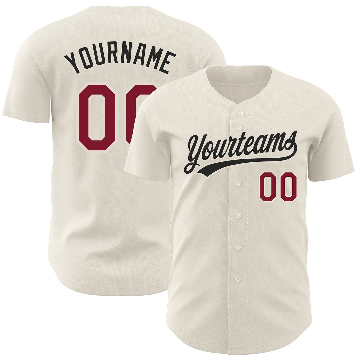 Custom Cream Crimson-Black Authentic Baseball Jersey - Main View