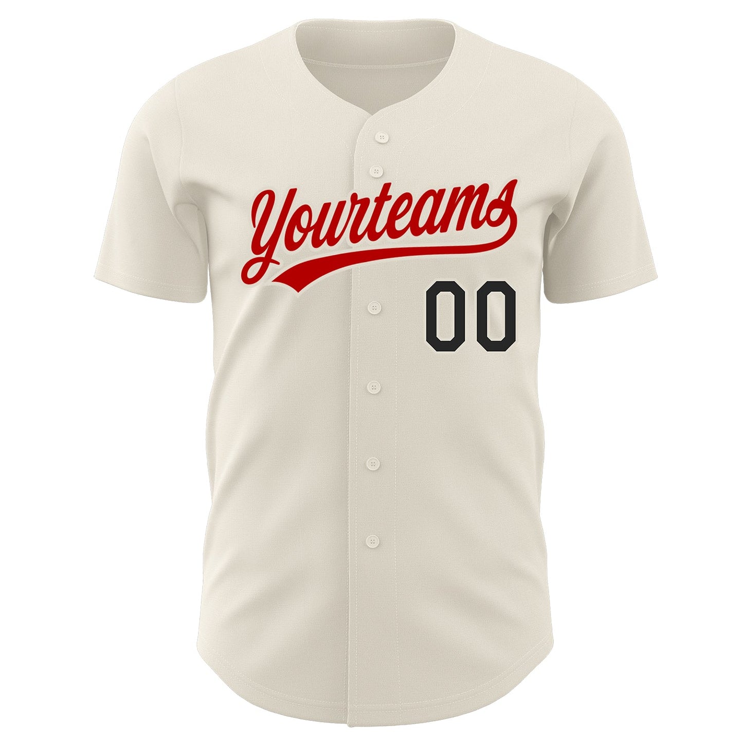 Custom Cream Black-Red Authentic Baseball Jersey view 2