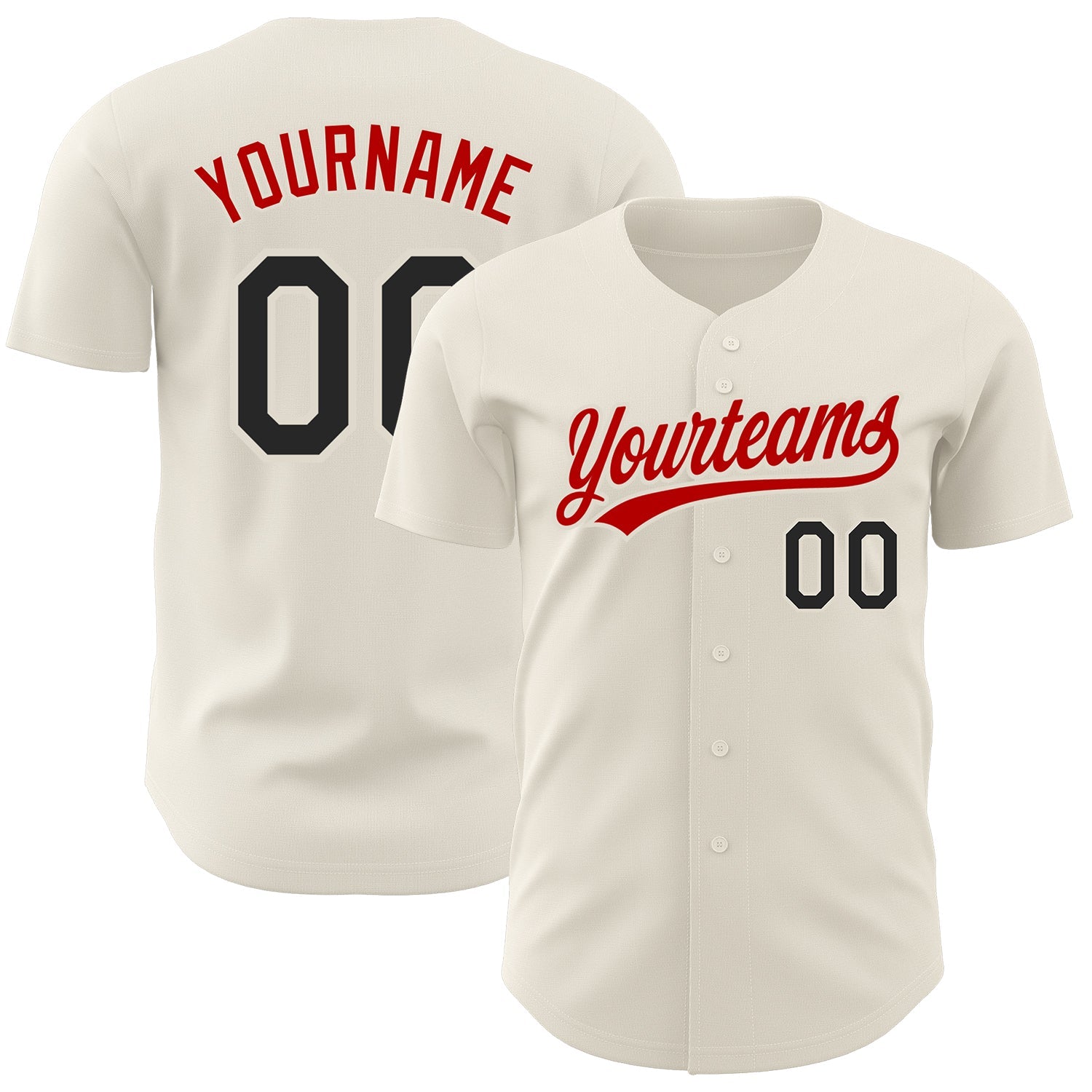 Custom Cream Black-Red Authentic Baseball Jersey - Main View