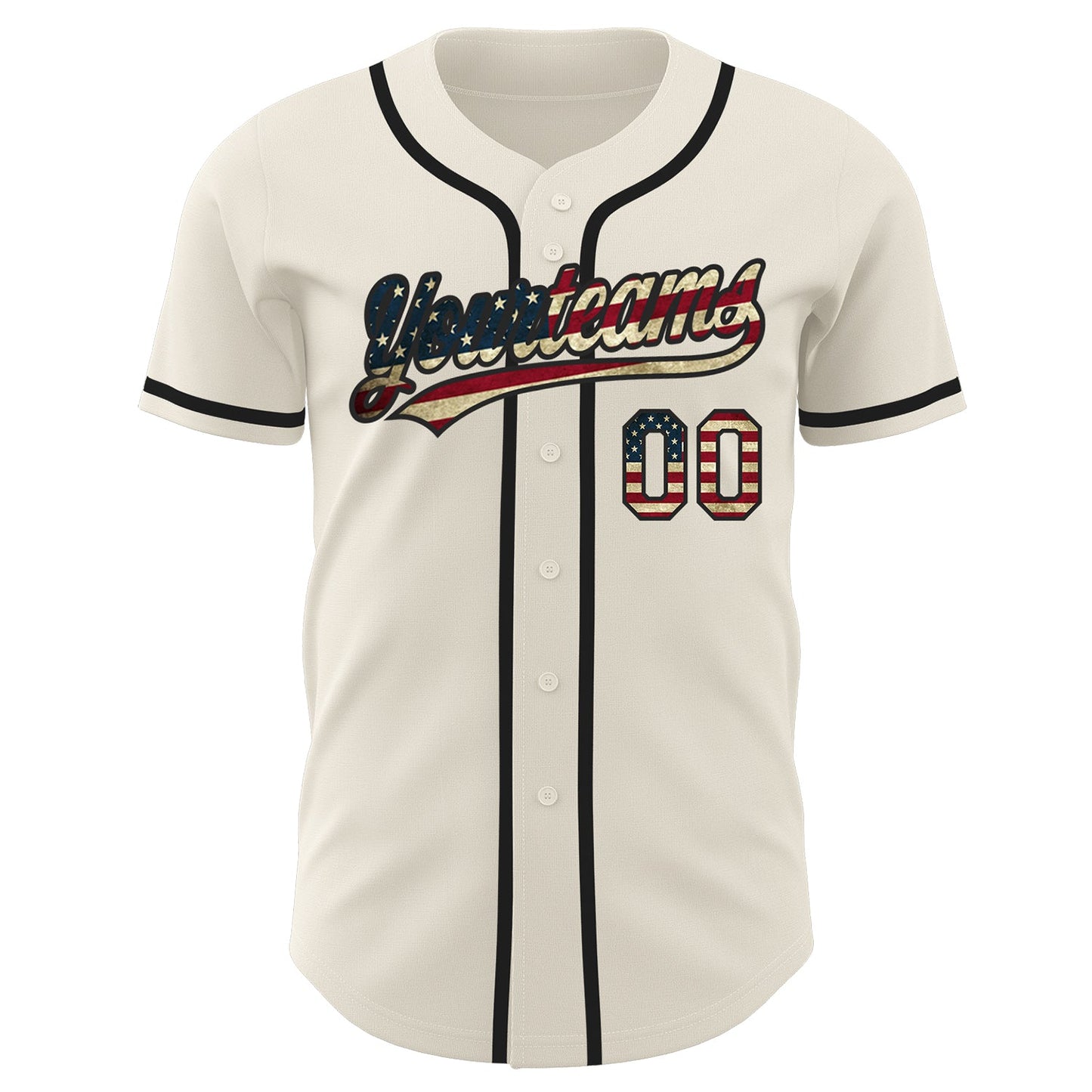 Custom Cream Vintage USA Flag-Black Authentic Baseball Jersey view 2
