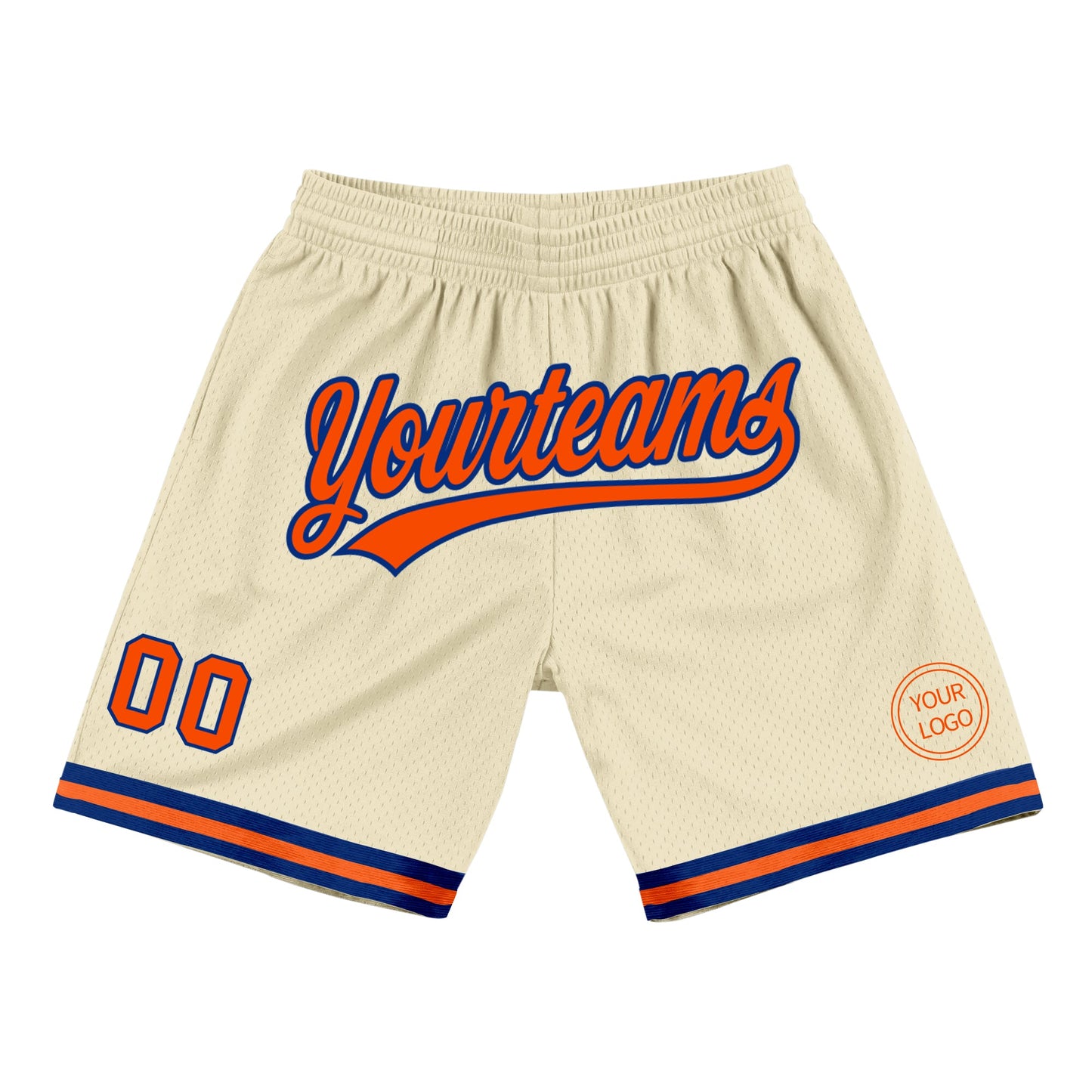 Custom Cream Orange-Royal Authentic Throwback Basketball Shorts - Main View