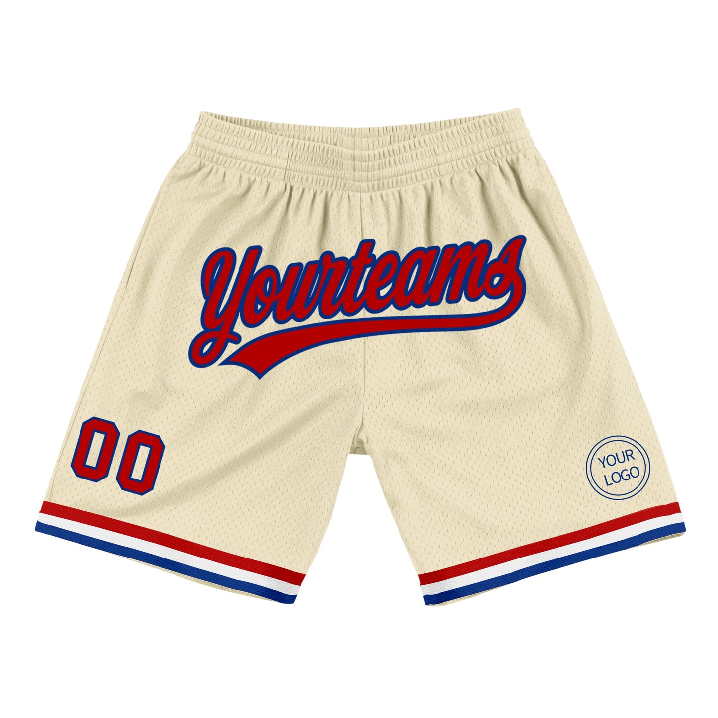 Custom Cream Red-Royal Authentic Throwback Basketball Shorts - Main View