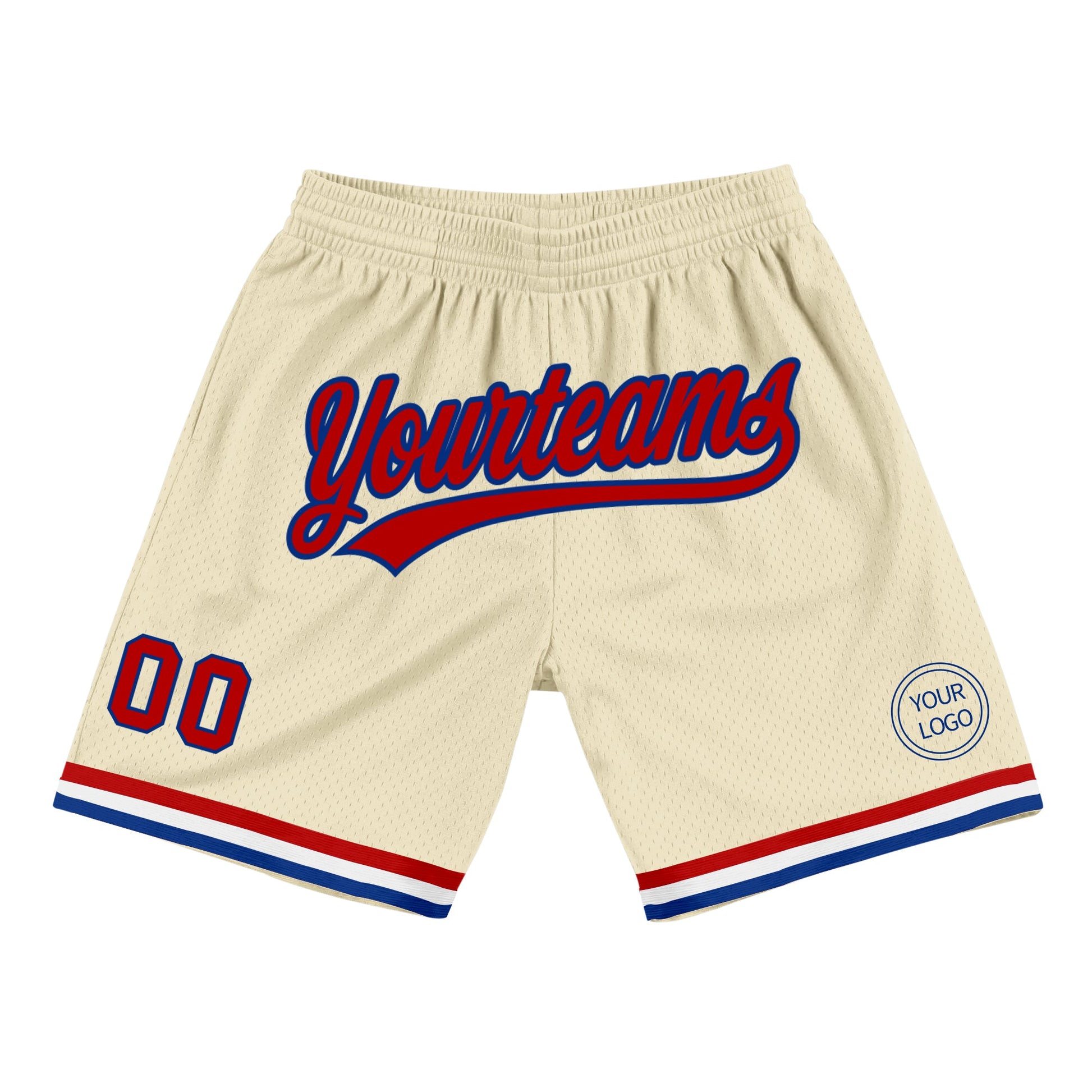 Custom Cream Red-Royal Authentic Throwback Basketball Shorts - Main View