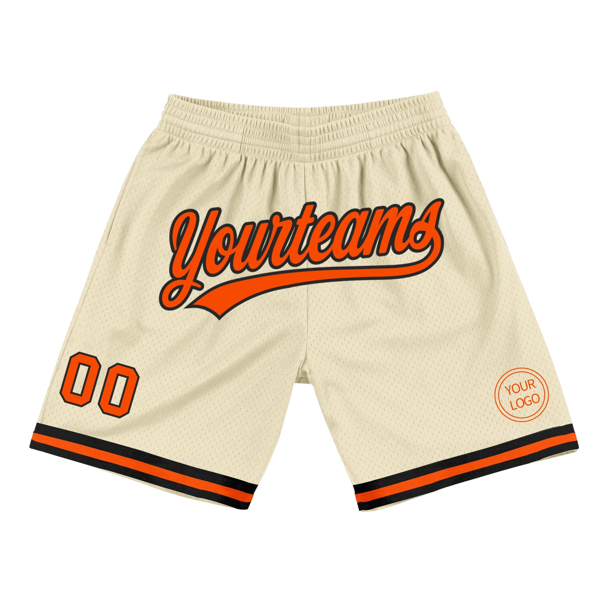 Custom Cream Orange-Black Authentic Throwback Basketball Shorts - Main View