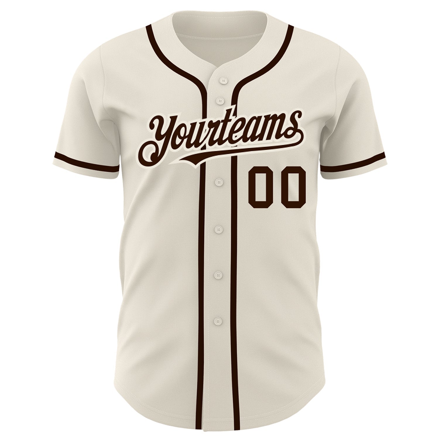 Custom Cream Brown Authentic Baseball Jersey view 2