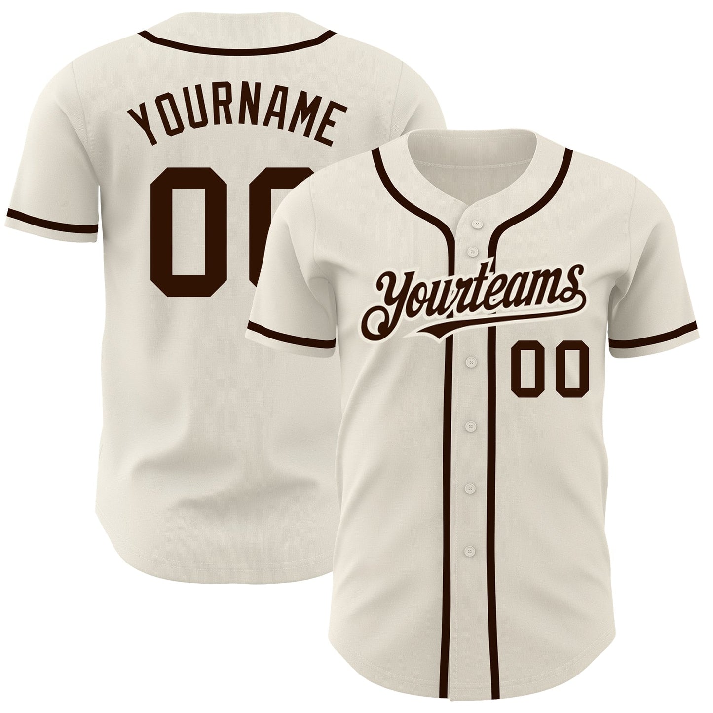 Custom Cream Brown Authentic Baseball Jersey - Main View