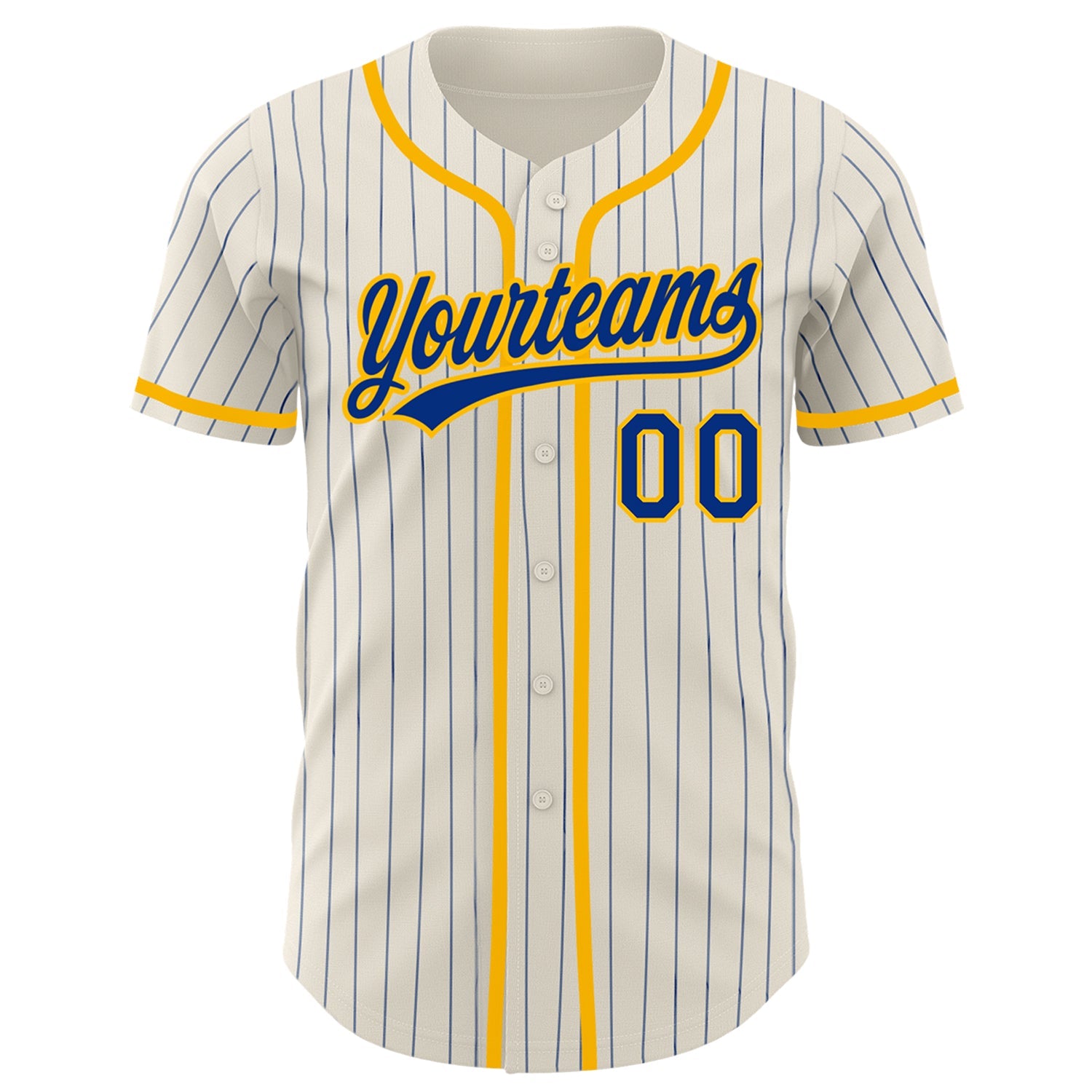 Custom Cream Royal Pinstripe Gold Authentic Baseball Jersey view 2