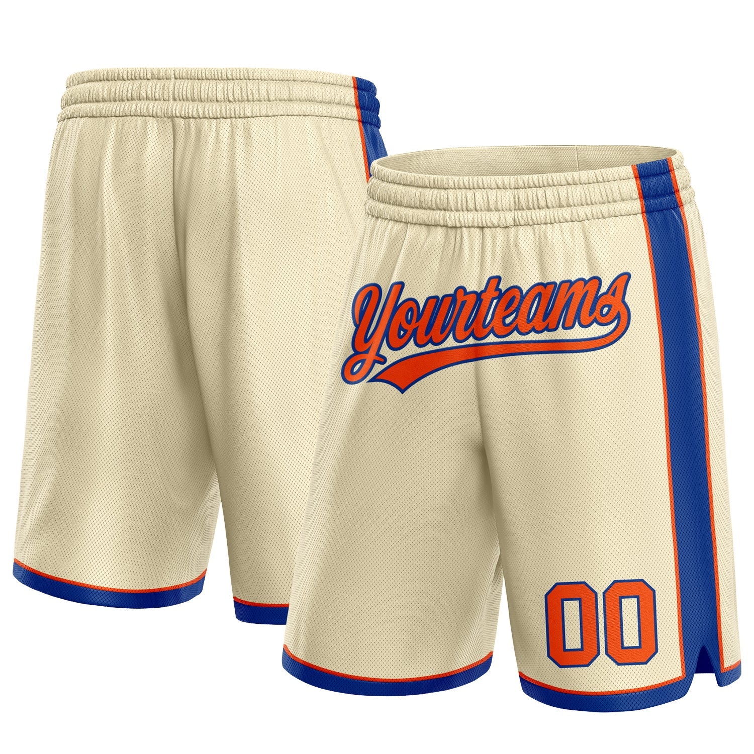 Custom Cream Orange-Royal Authentic Basketball Shorts - Main View