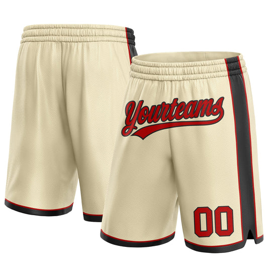 Custom Cream Red-Black Authentic Basketball Shorts - Main View