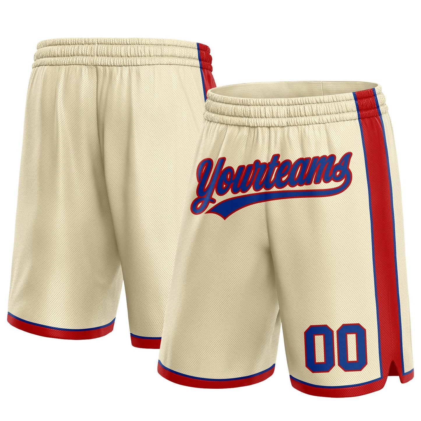 Custom Cream Royal-Red Authentic Basketball Shorts - Main View