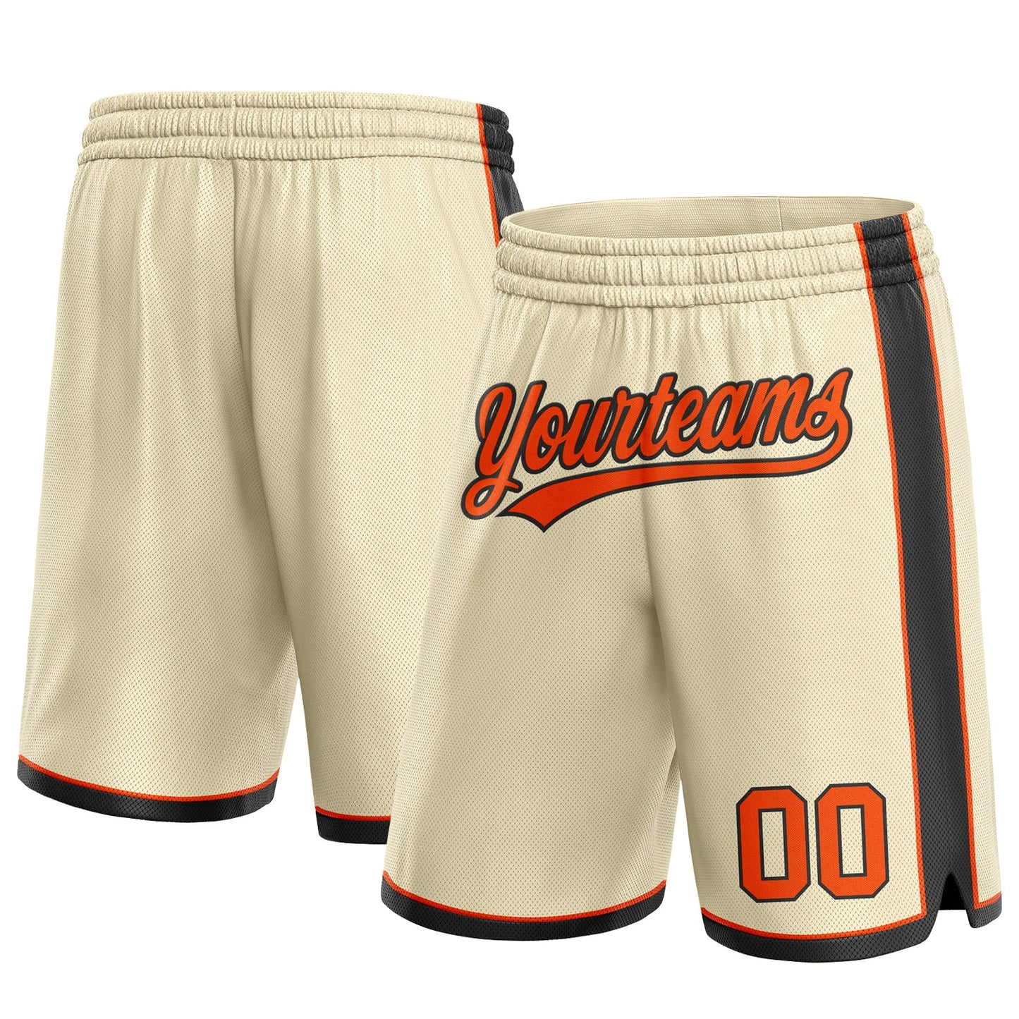 Custom Cream Orange-Black Authentic Basketball Shorts - Main View