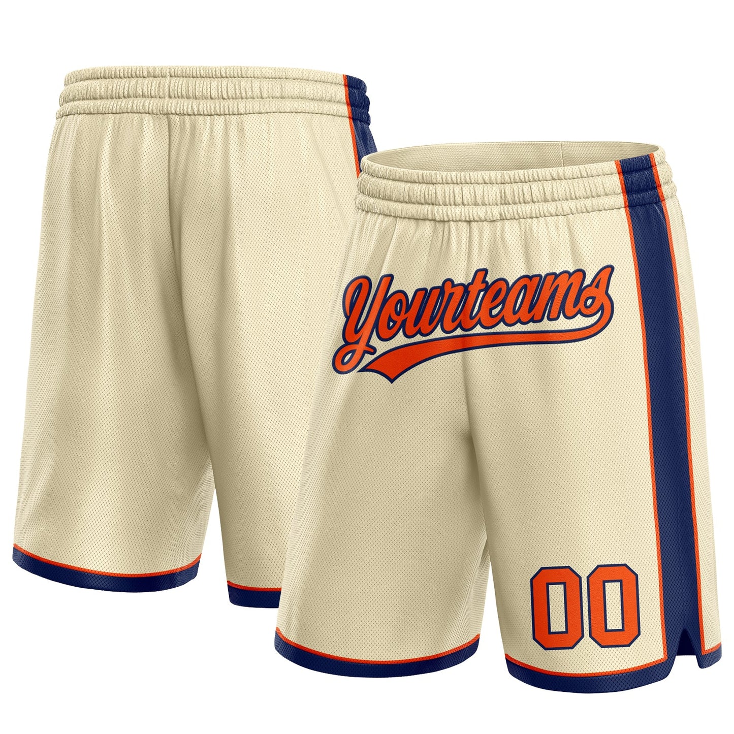 Custom Cream Orange-Navy Authentic Basketball Shorts - Main View