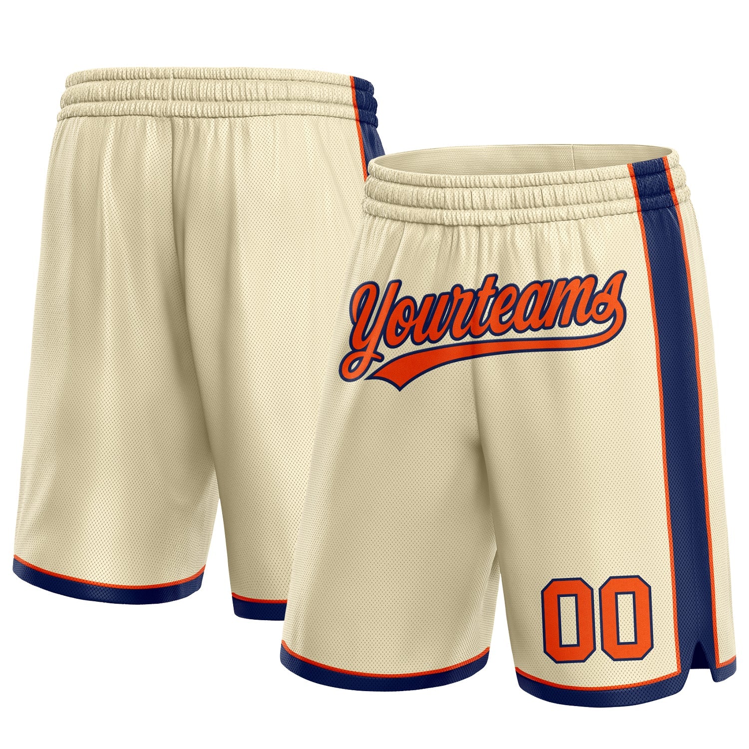 Custom Cream Orange-Navy Authentic Basketball Shorts - Main View
