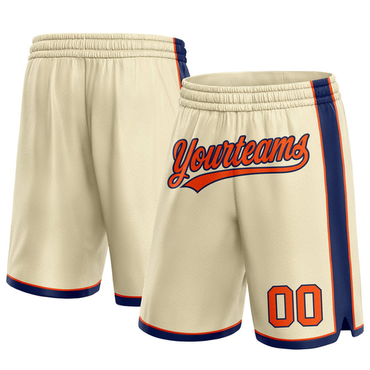 Custom Cream Orange-Navy Authentic Basketball Shorts - Main View