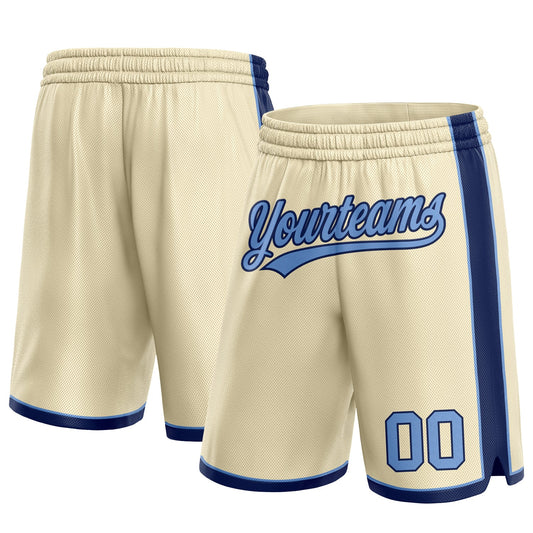 Custom Cream Light Blue-Navy Authentic Basketball Shorts - Main View