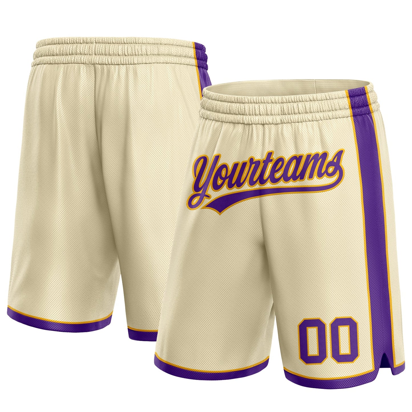 Custom Cream Purple-Gold Authentic Basketball Shorts - Main View