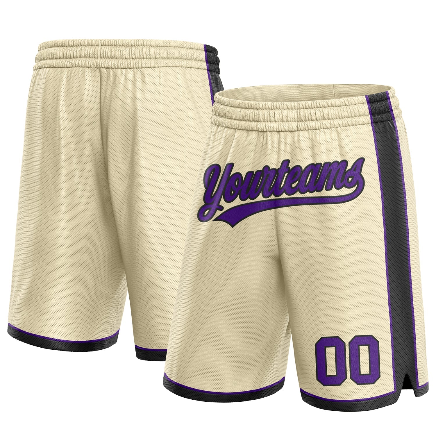 Custom Cream Purple-Black Authentic Basketball Shorts - Main View