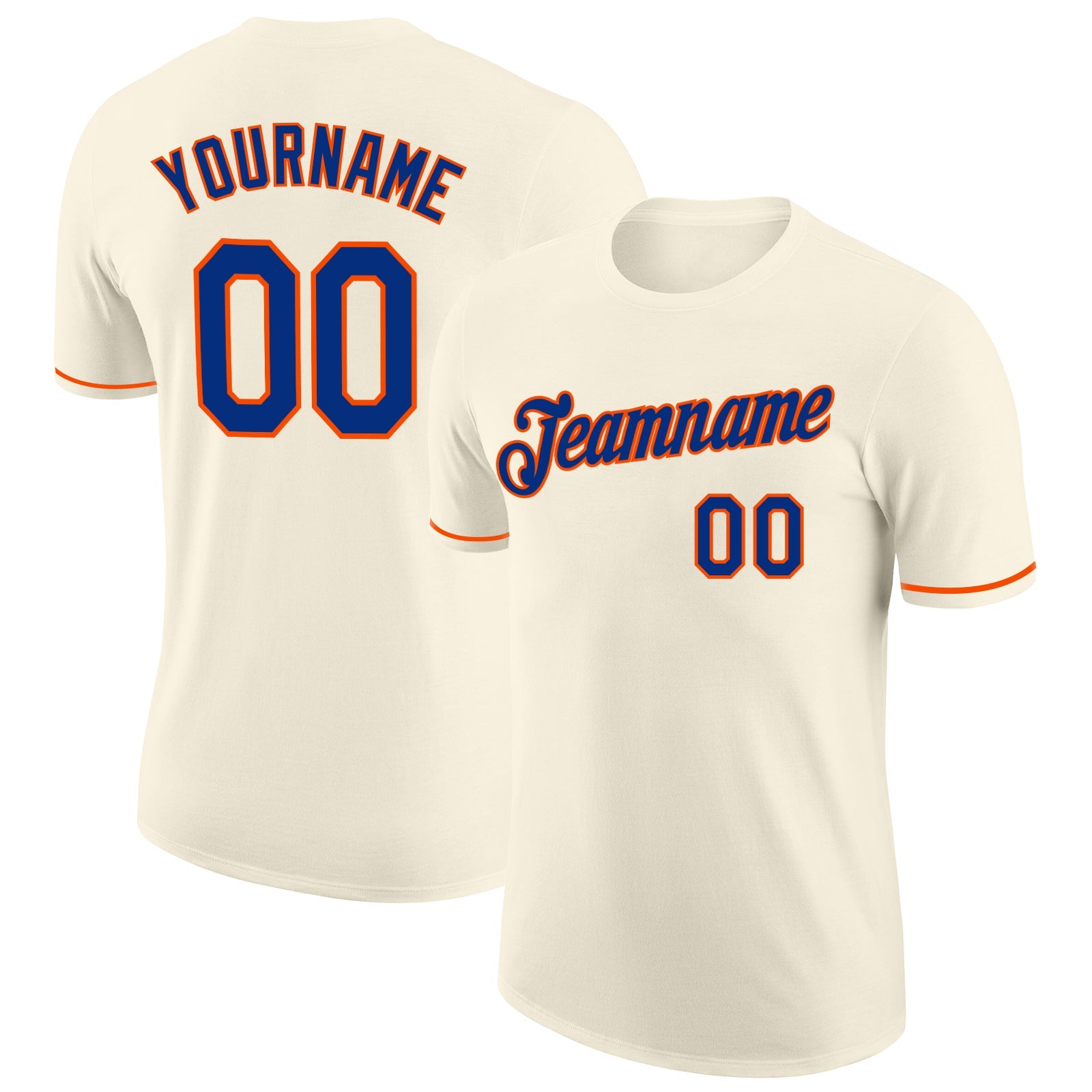 Custom Cream Royal-Orange Performance T-Shirt - Main View
