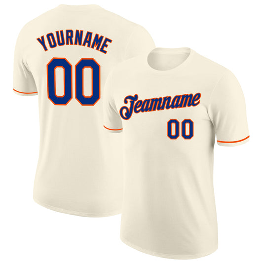 Custom Cream Royal-Orange Performance T-Shirt - Main View