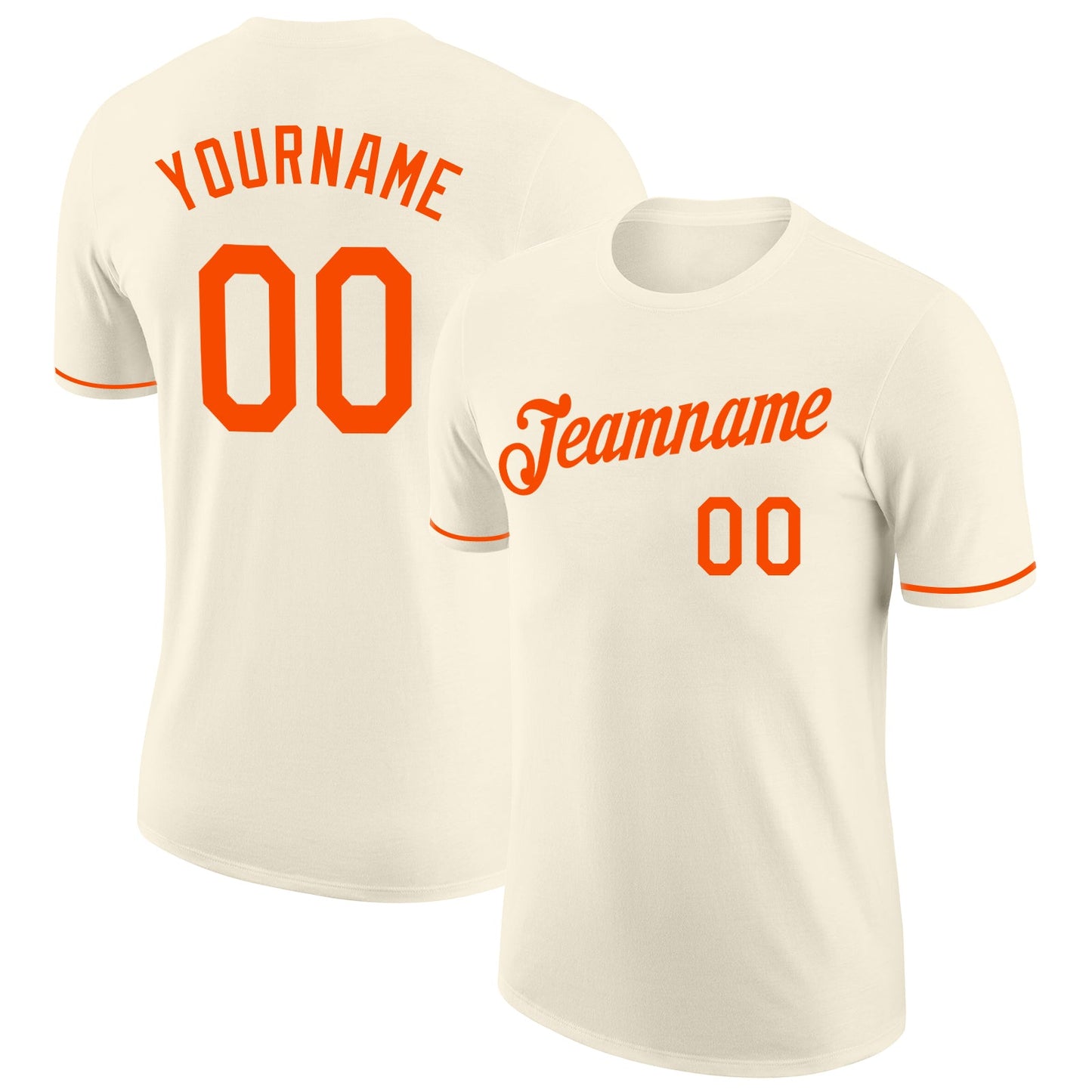 Custom Cream Orange Performance T-Shirt - Main View