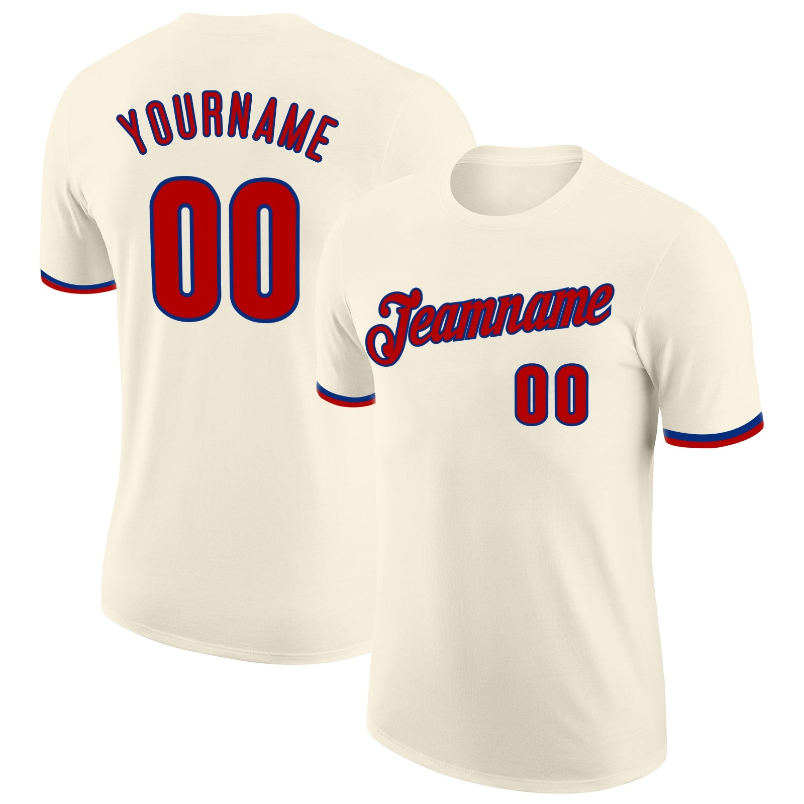 Custom Cream Red-Royal Performance T-Shirt - Main View