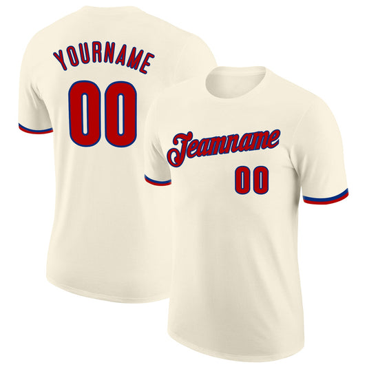 Custom Cream Red-Royal Performance T-Shirt - Main View