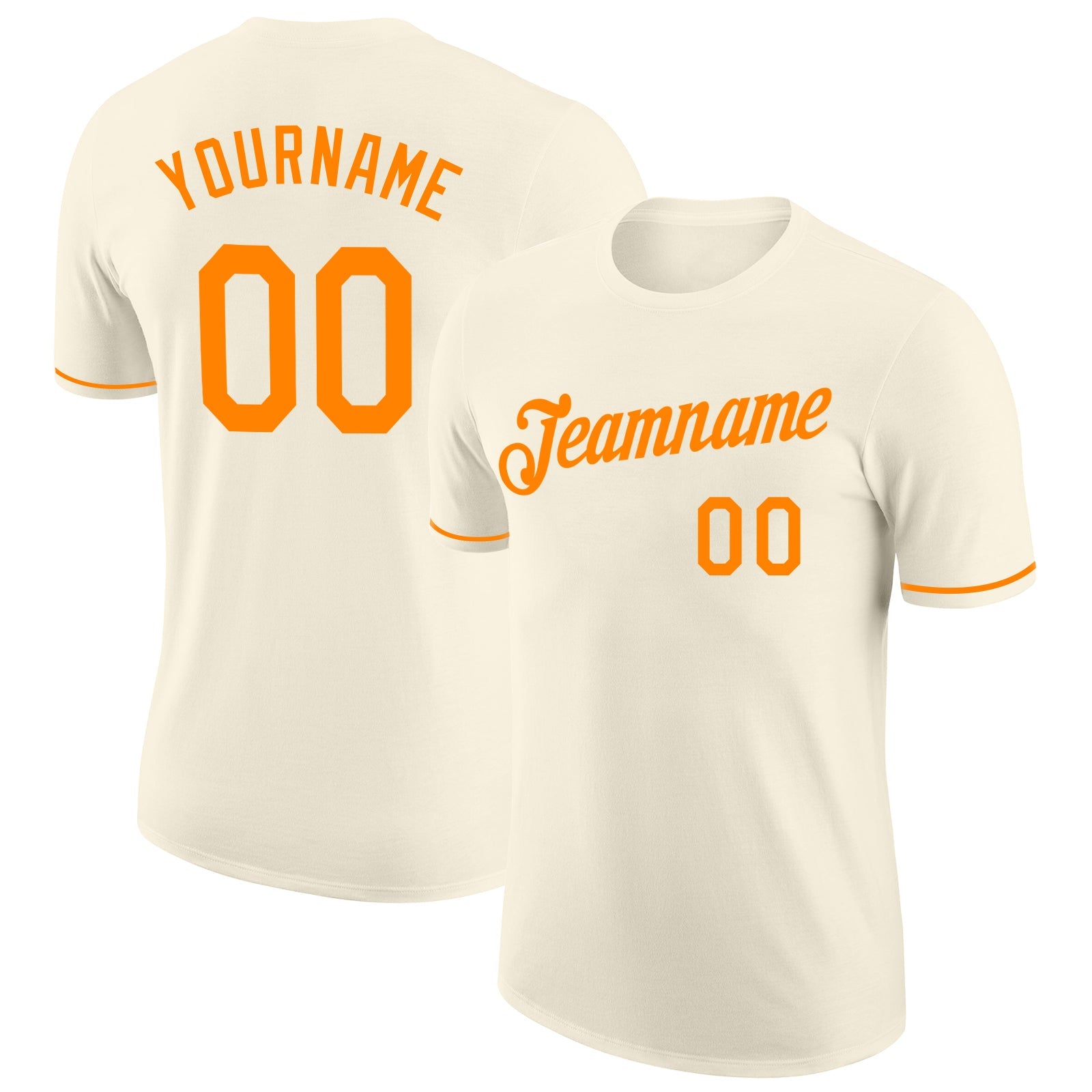 Custom Cream Bay Orange Performance T-Shirt - Main View