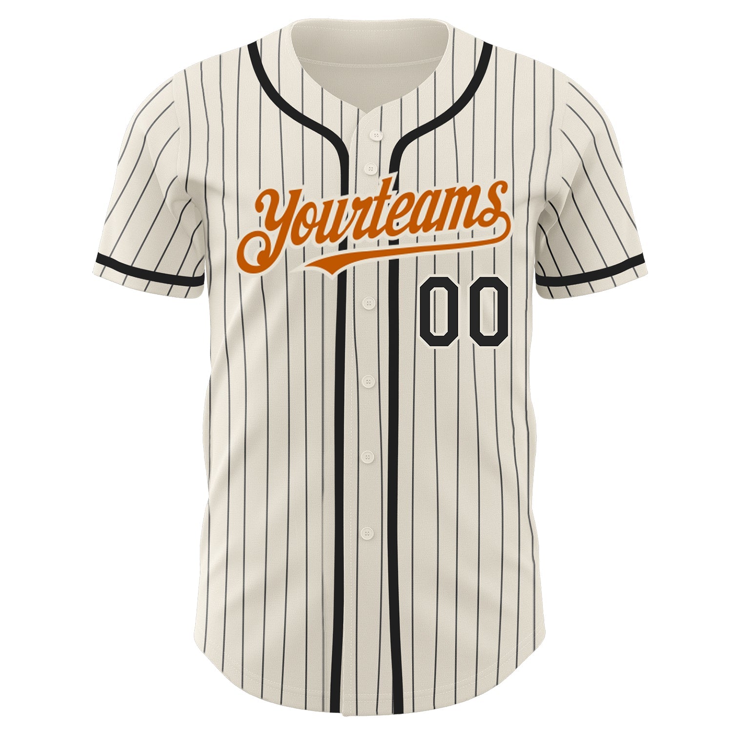 Custom Cream Black Pinstripe Texas Orange Authentic Baseball Jersey view 2