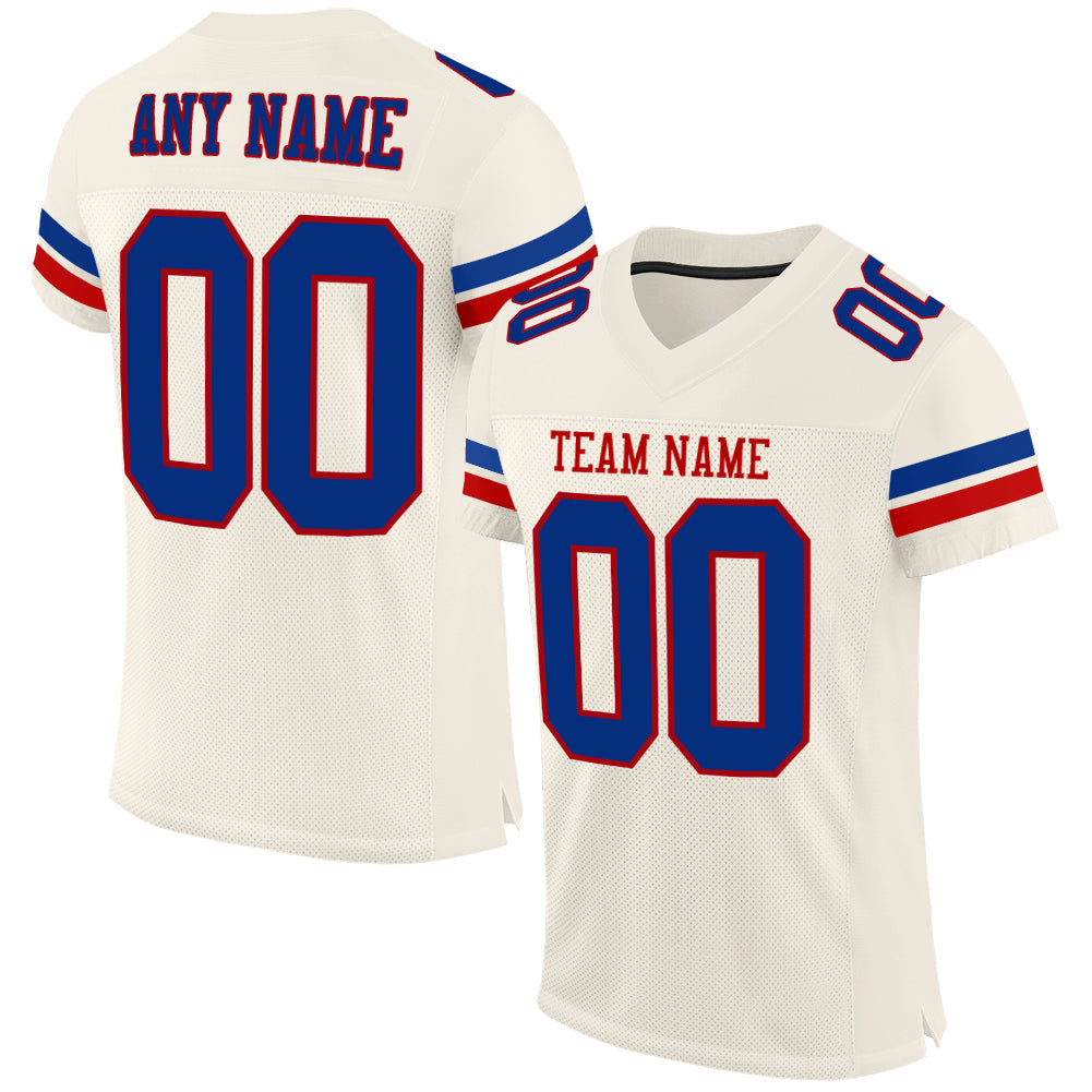 Custom Cream Royal-Red Mesh Authentic Football Jersey - Main View
