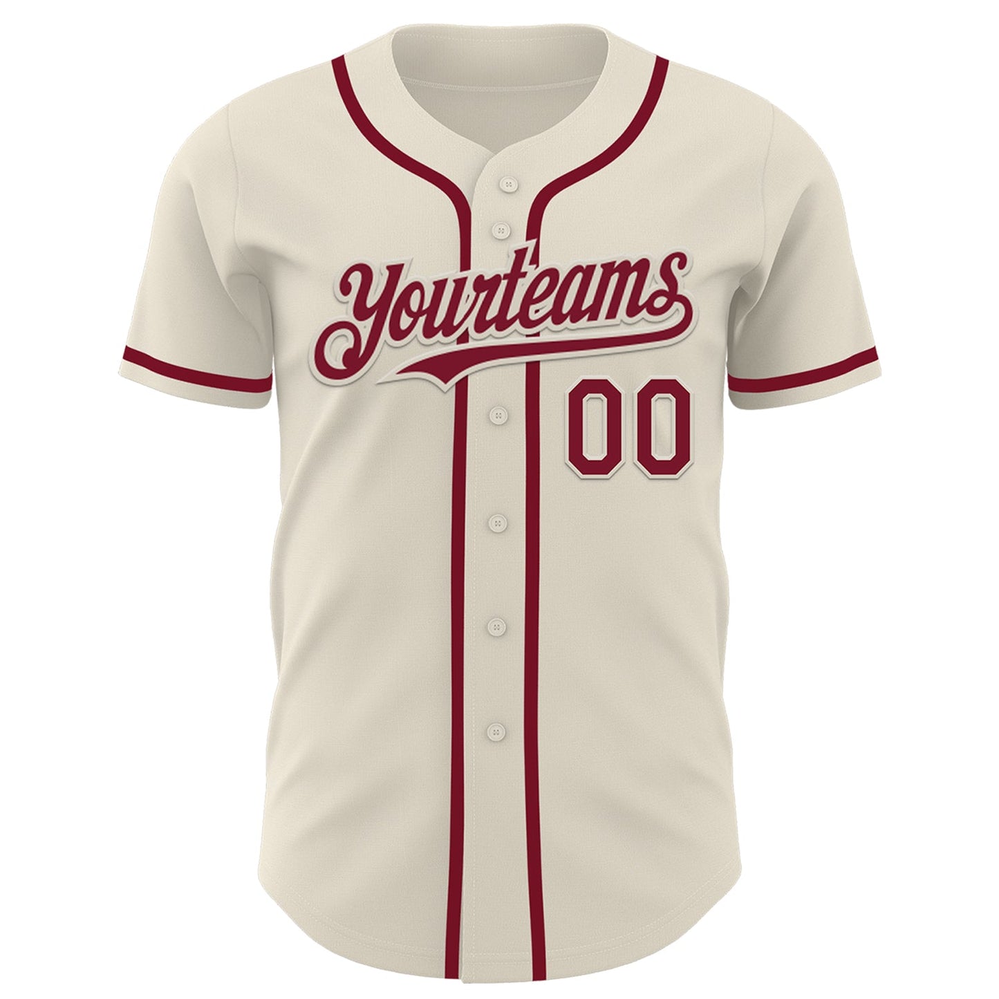 Custom Cream Crimson Authentic Baseball Jersey view 2