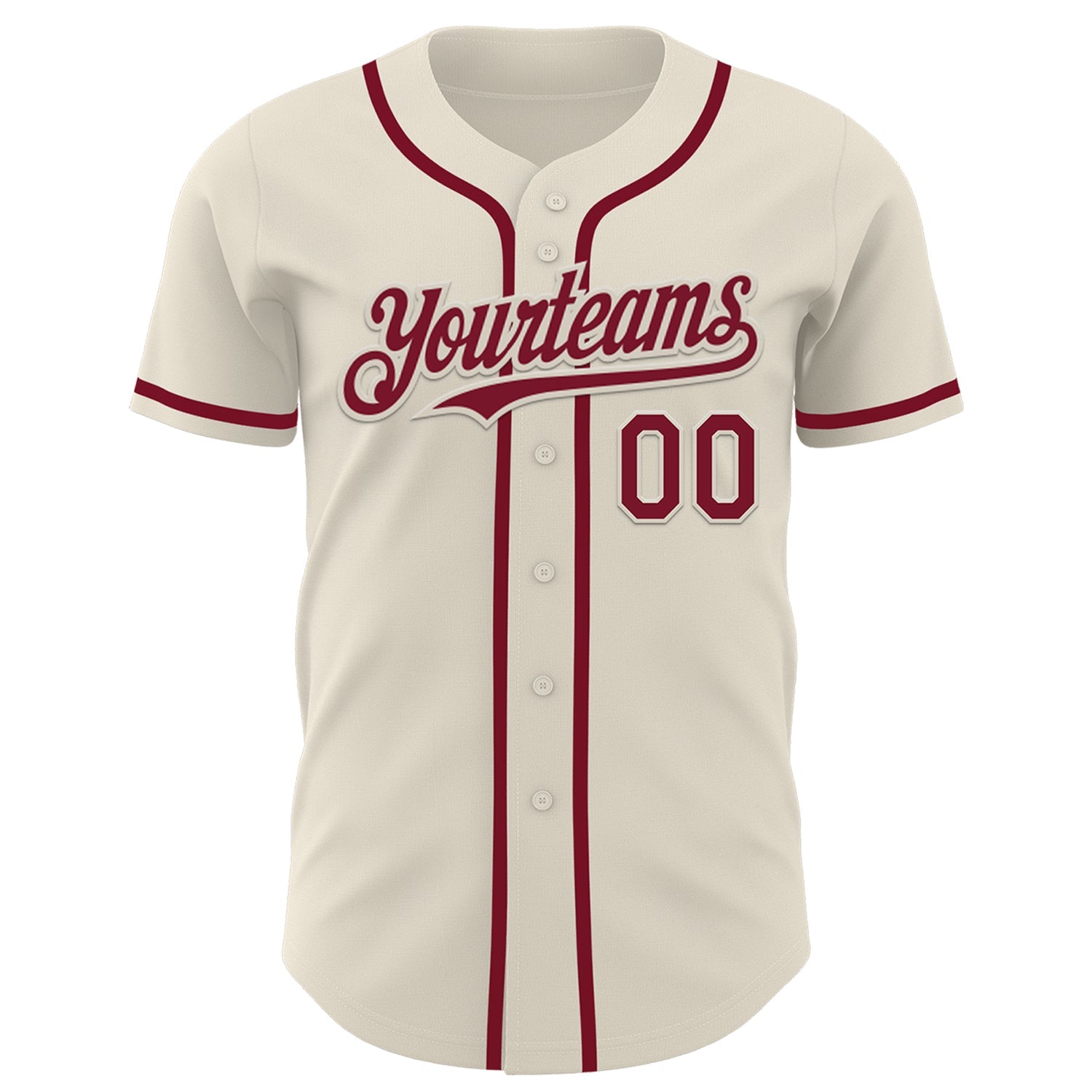 Custom Cream Crimson Authentic Baseball Jersey view 2