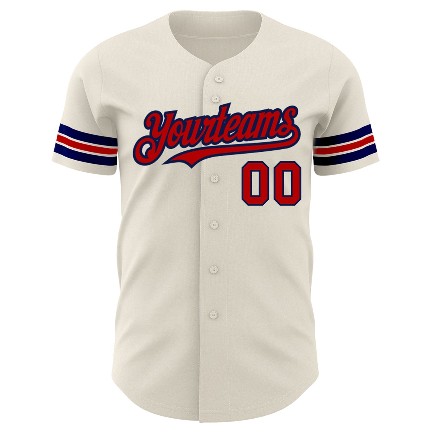 Custom Cream Red-Navy Authentic Baseball Jersey view 2