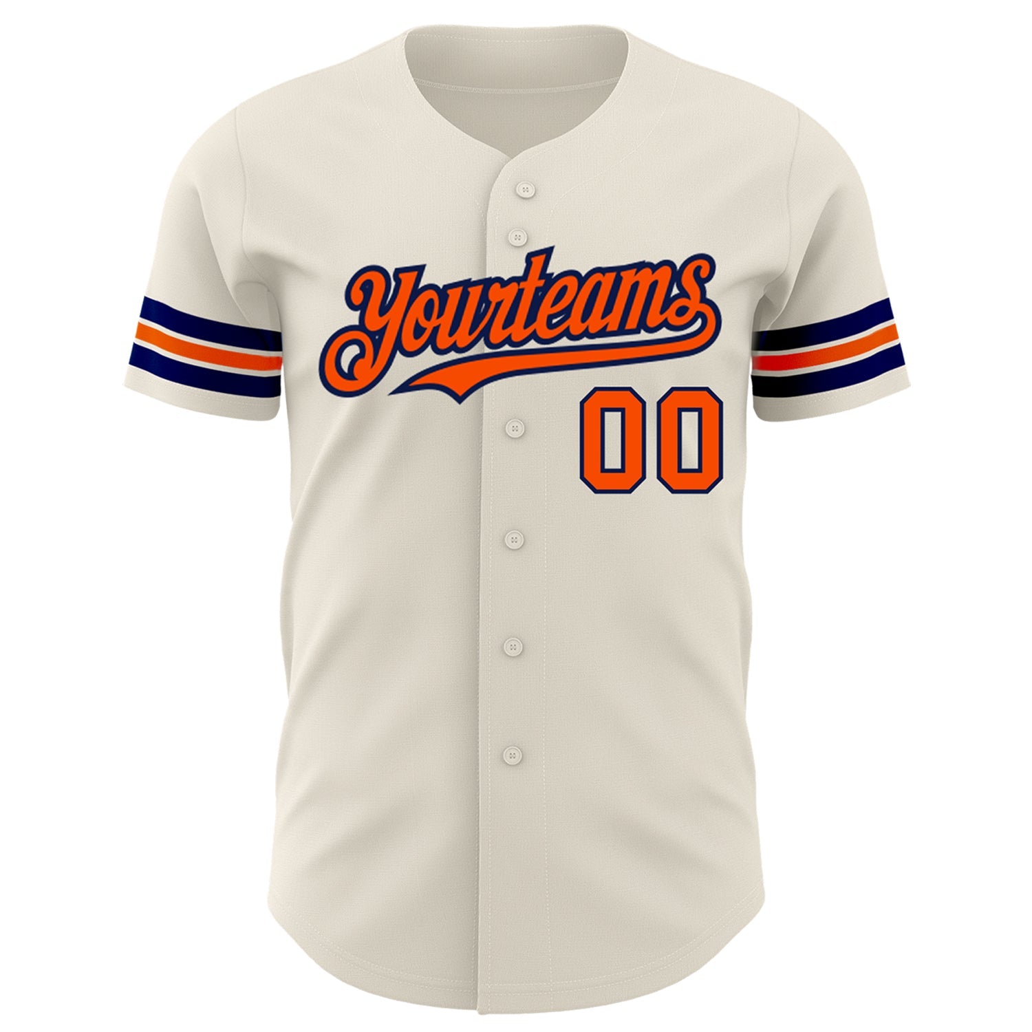Custom Cream Orange-Navy Authentic Baseball Jersey view 2