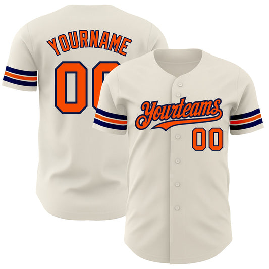 Custom Cream Orange-Navy Authentic Baseball Jersey - Main View