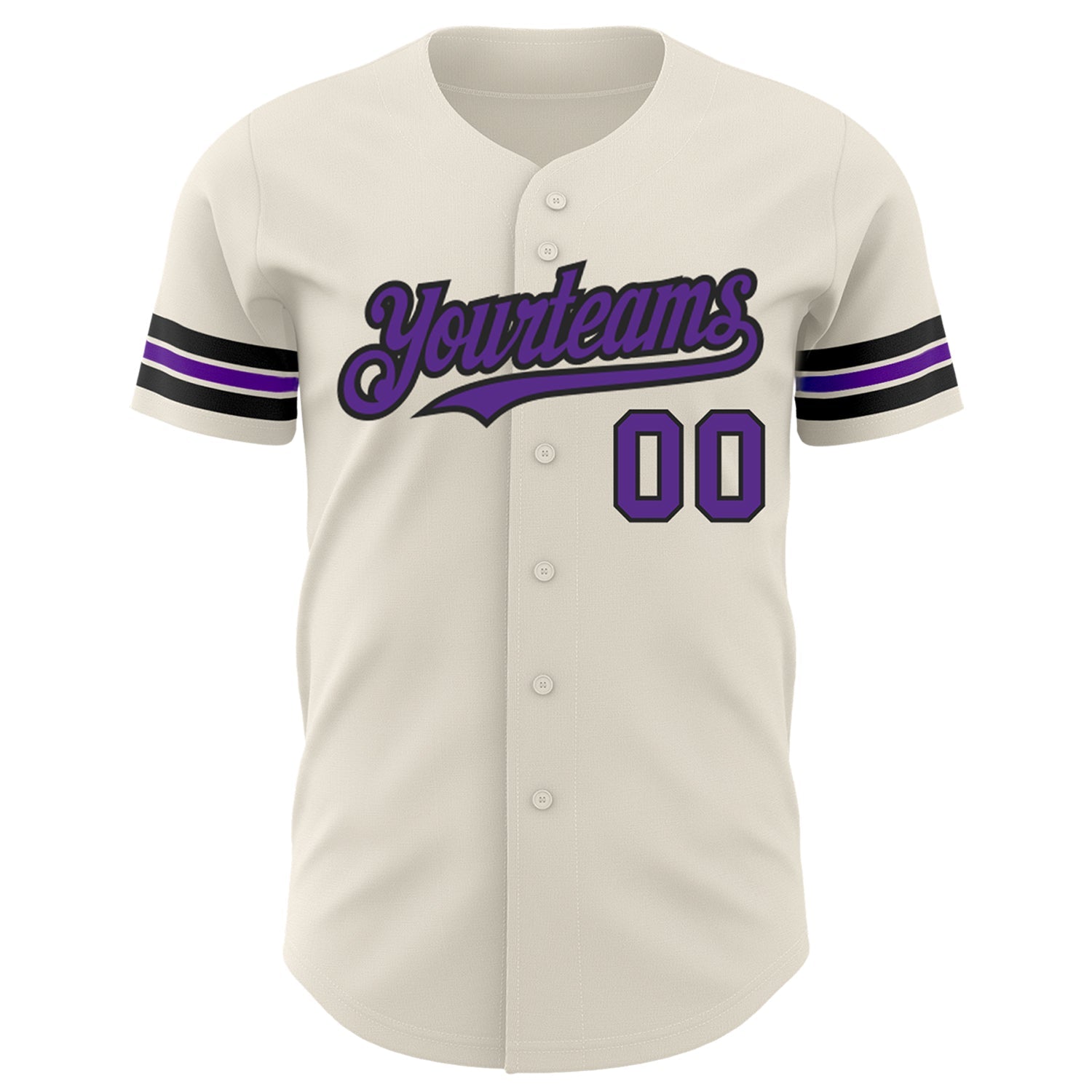 Custom Cream Purple-Black Authentic Baseball Jersey view 2