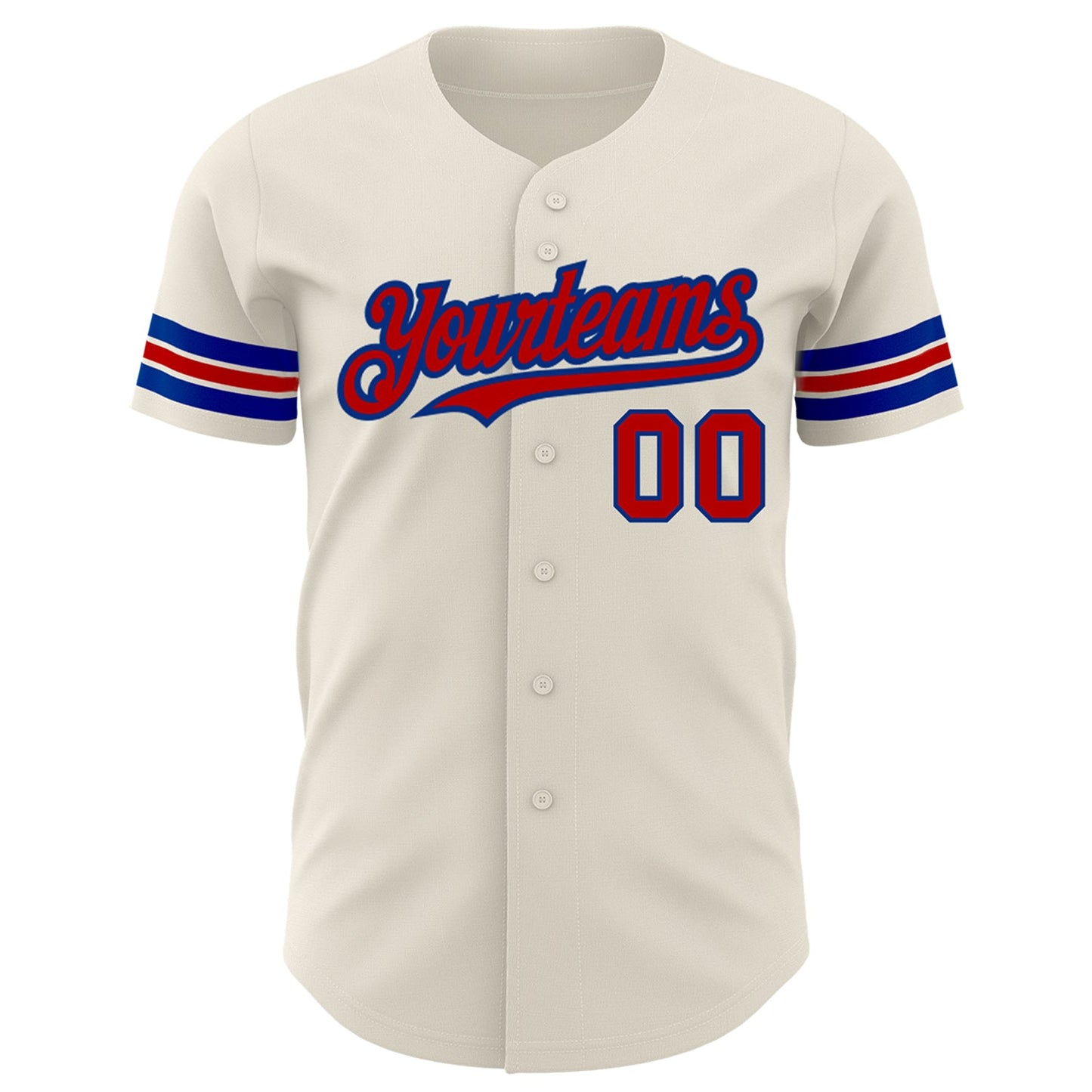 Custom Cream Red-Royal Authentic Baseball Jersey view 2