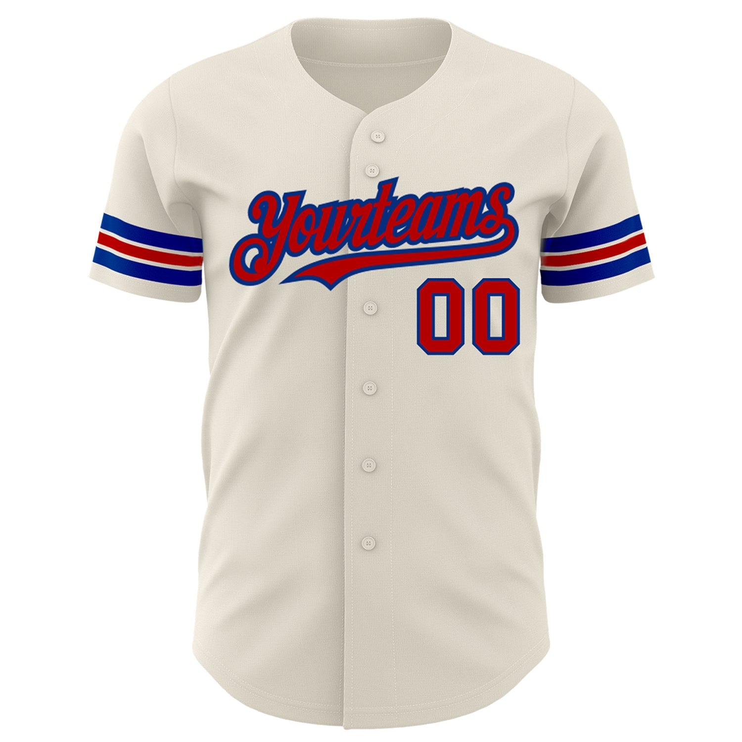 Custom Cream Red-Royal Authentic Baseball Jersey view 2