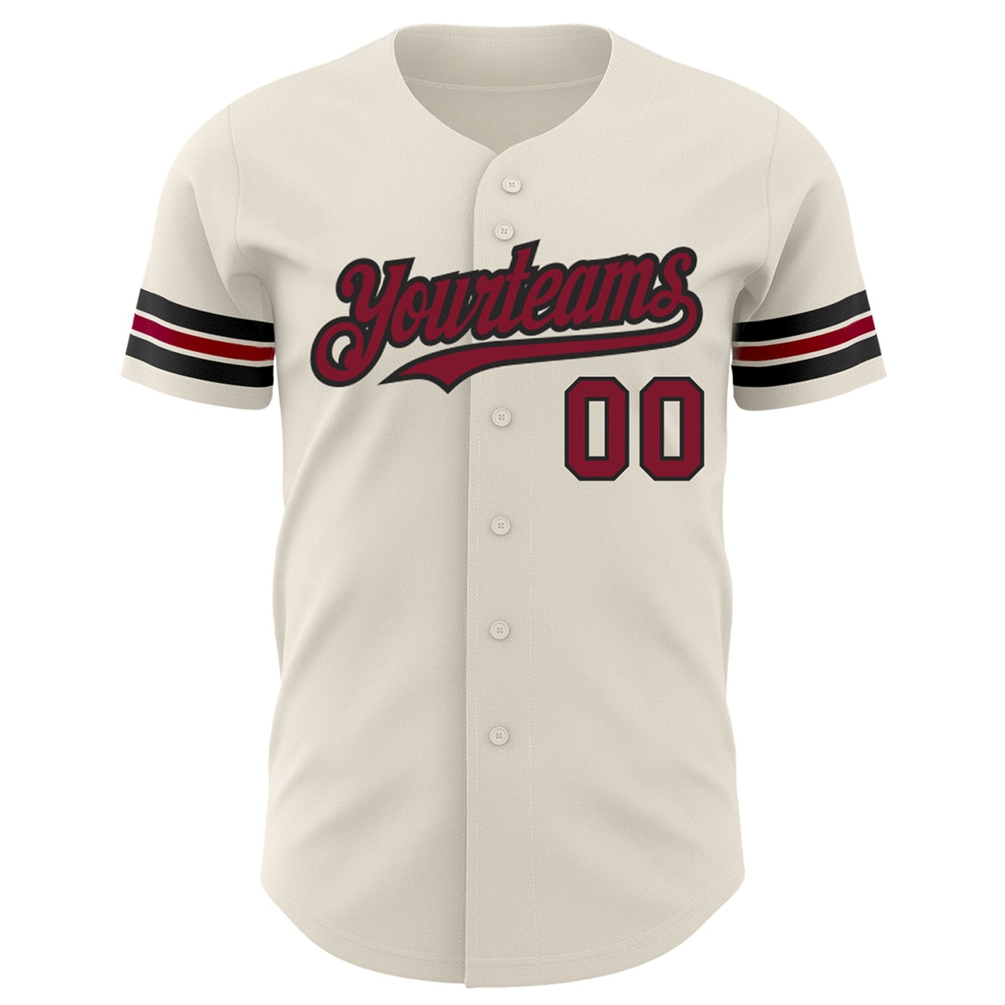 Custom Cream Crimson-Black Authentic Baseball Jersey view 2