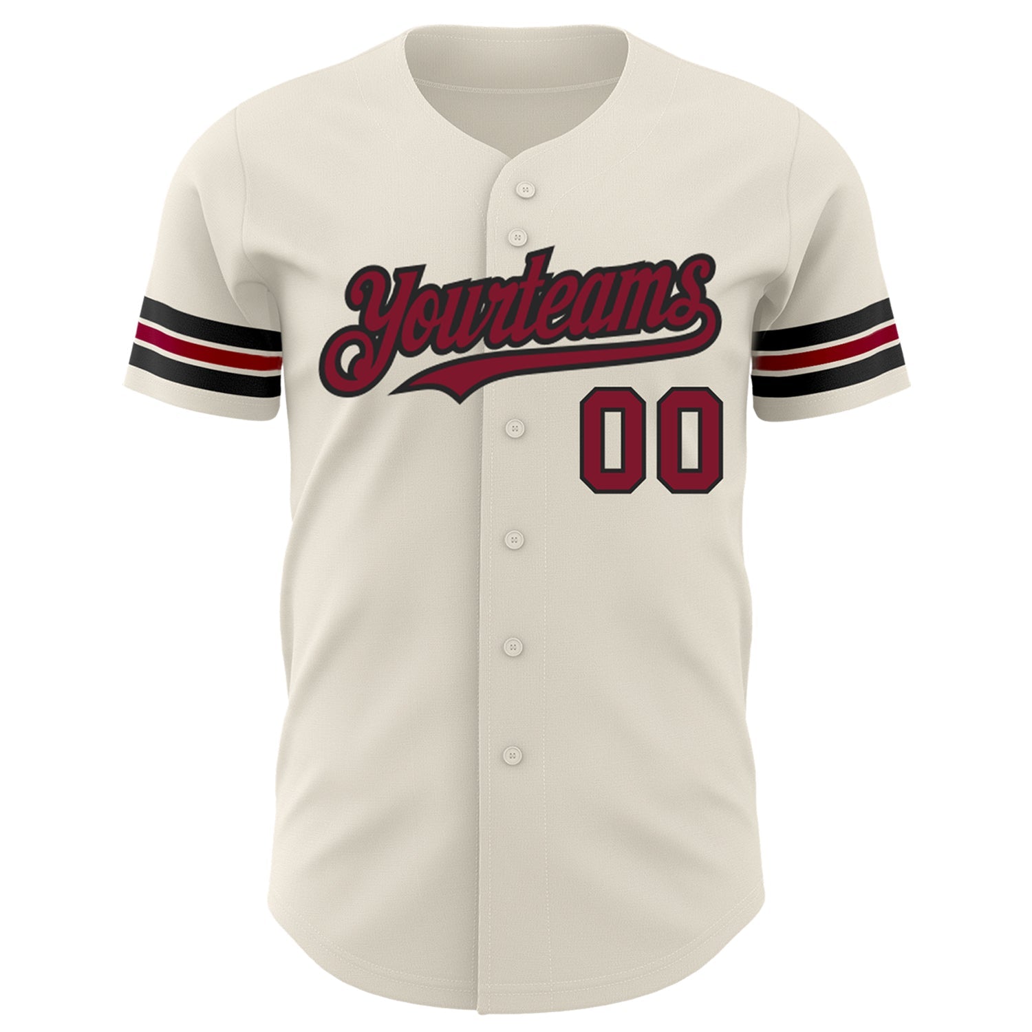Custom Cream Crimson-Black Authentic Baseball Jersey view 2