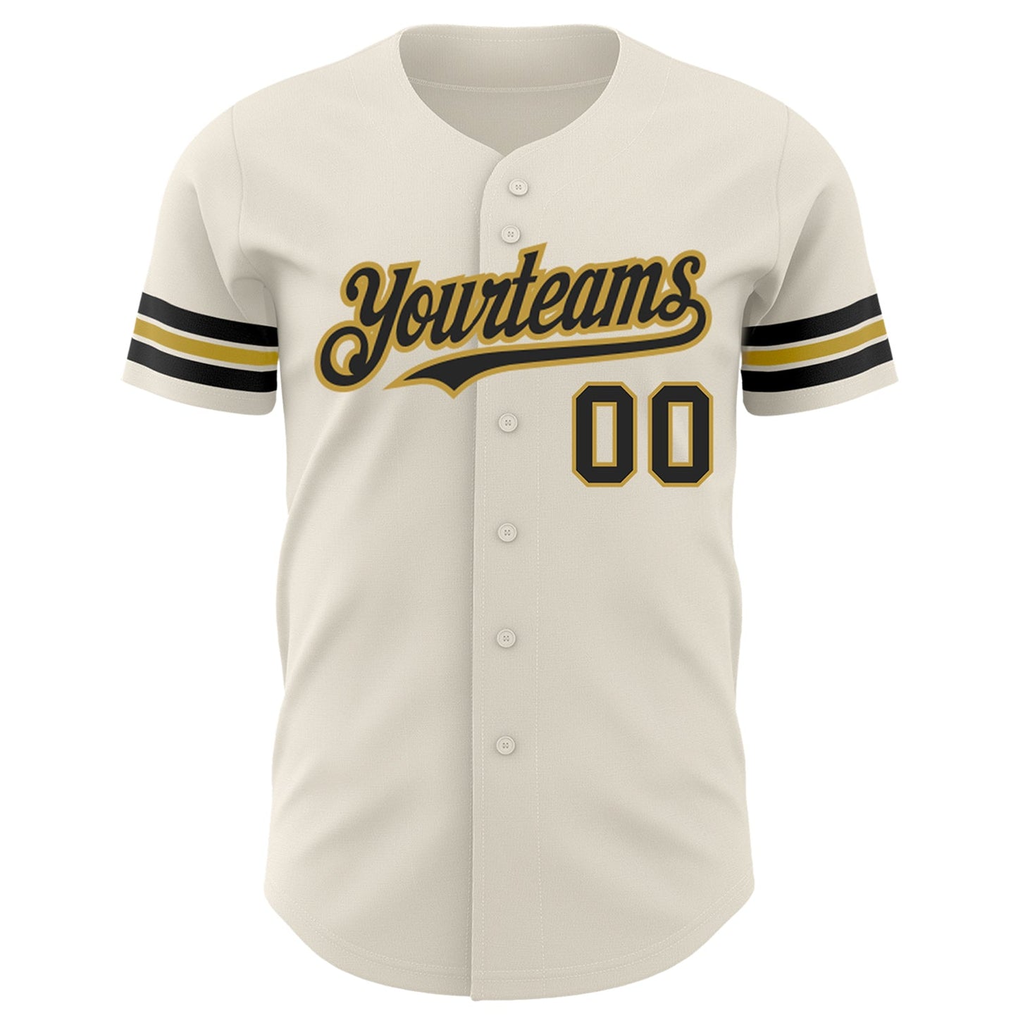 Custom Cream Black-Old Gold Authentic Baseball Jersey view 2
