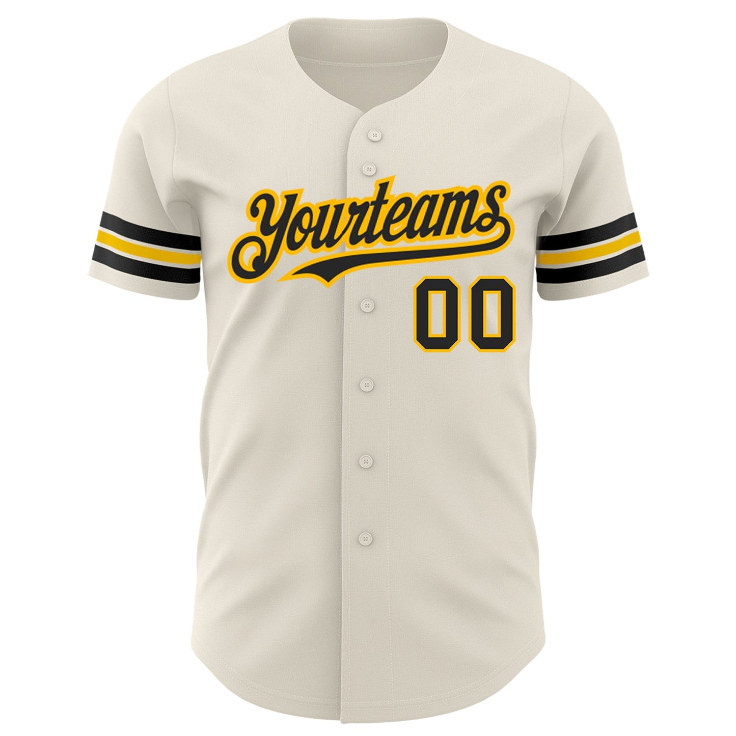 Custom Cream Black-Gold Authentic Baseball Jersey view 2