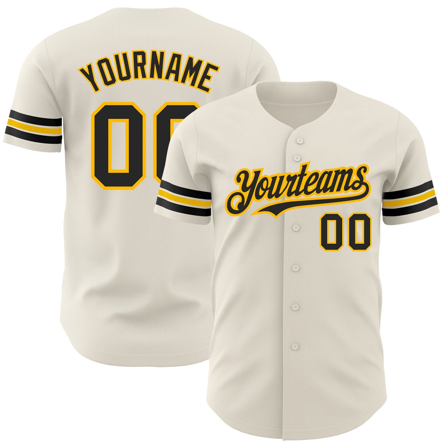 Custom Cream Black-Gold Authentic Baseball Jersey - Main View