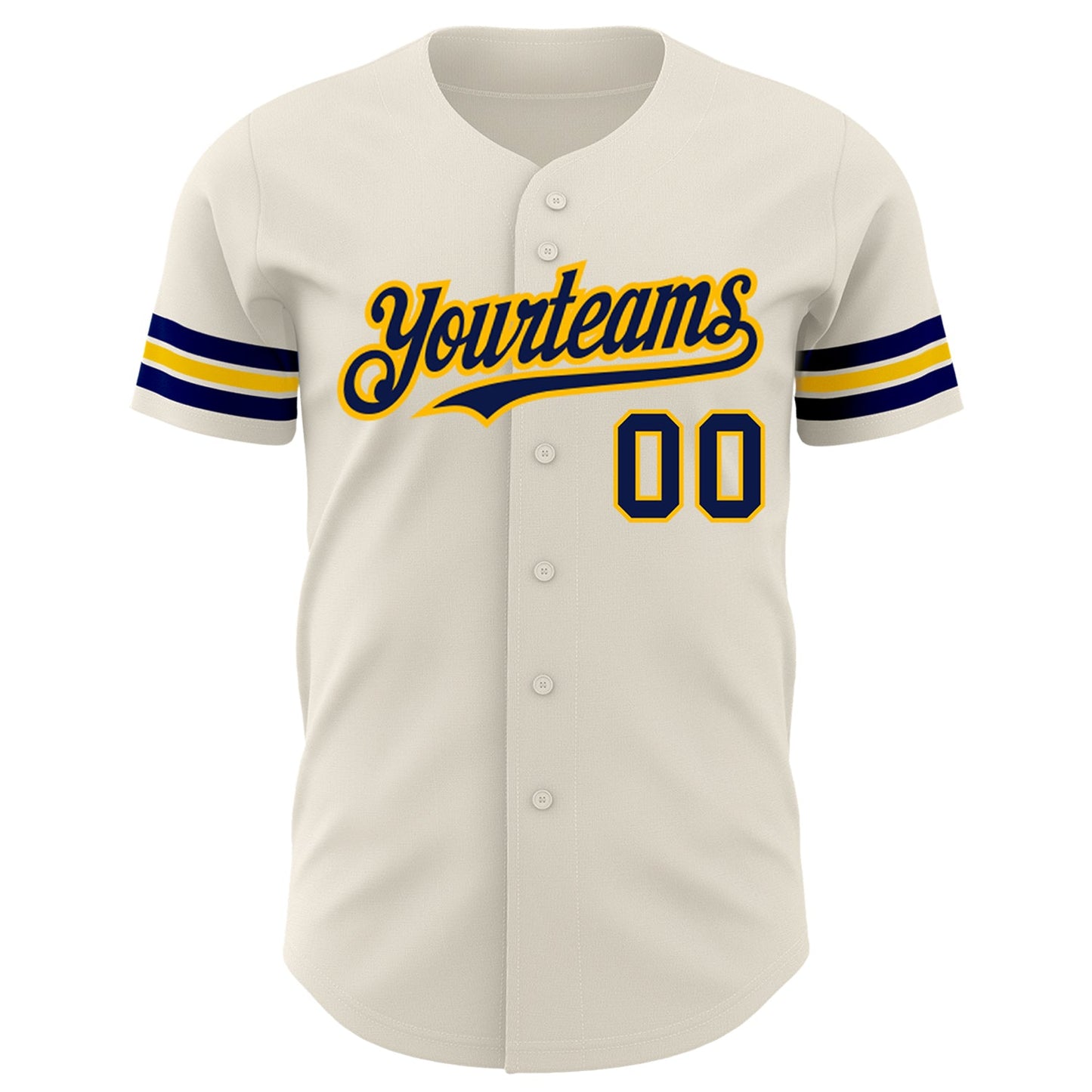 Custom Cream Navy-Gold Authentic Baseball Jersey view 2