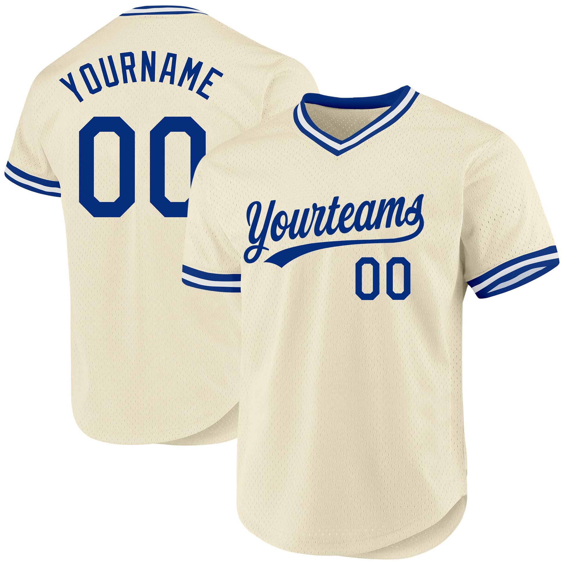 Custom Cream Royal-White Authentic Throwback Baseball Jersey - Main View