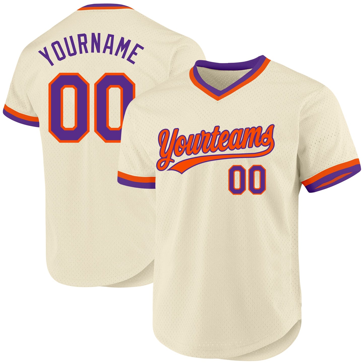 Custom Cream Purple-Orange Authentic Throwback Baseball Jersey - Main View