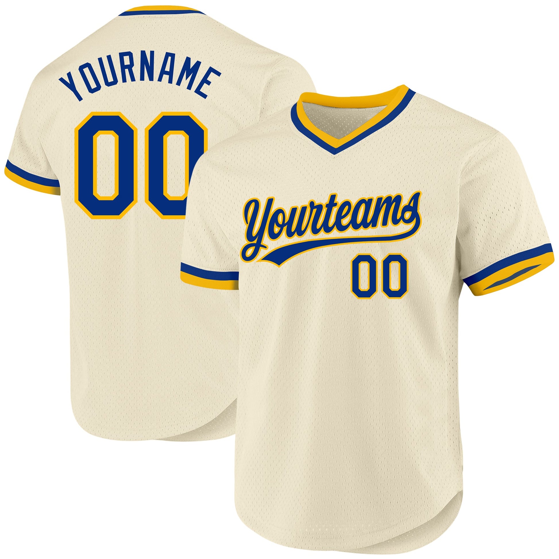 Custom Cream Royal-Gold Authentic Throwback Baseball Jersey - Main View