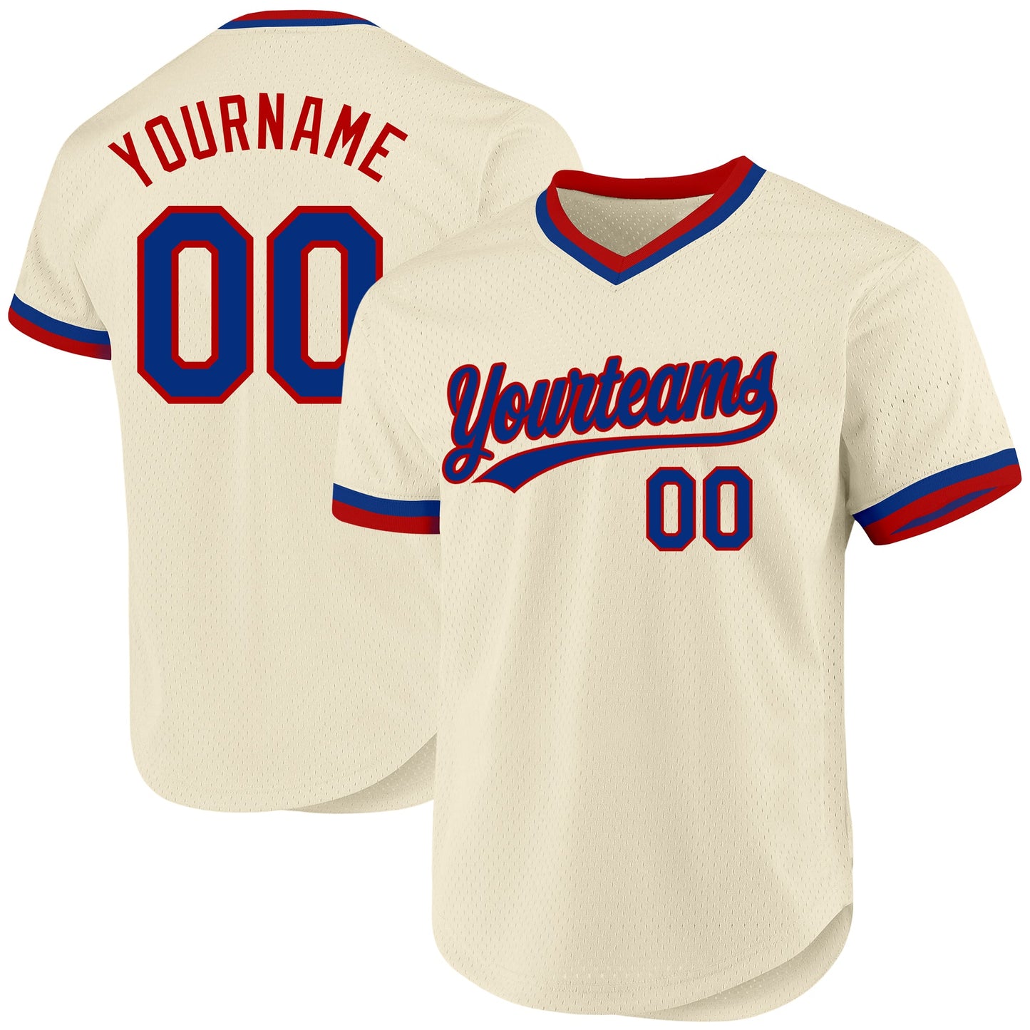 Custom Cream Royal-Red Authentic Throwback Baseball Jersey - Main View